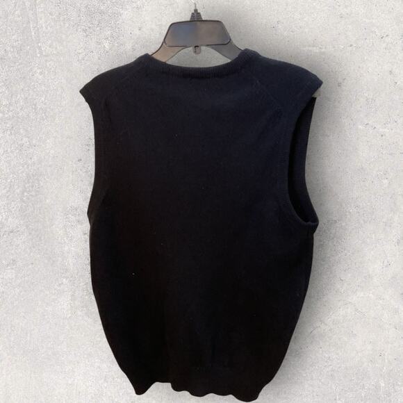 Woodward Shop V-Neck Sleeveless Lambswool Vest Black Medium Made in Scotland - Picture 5 of 7